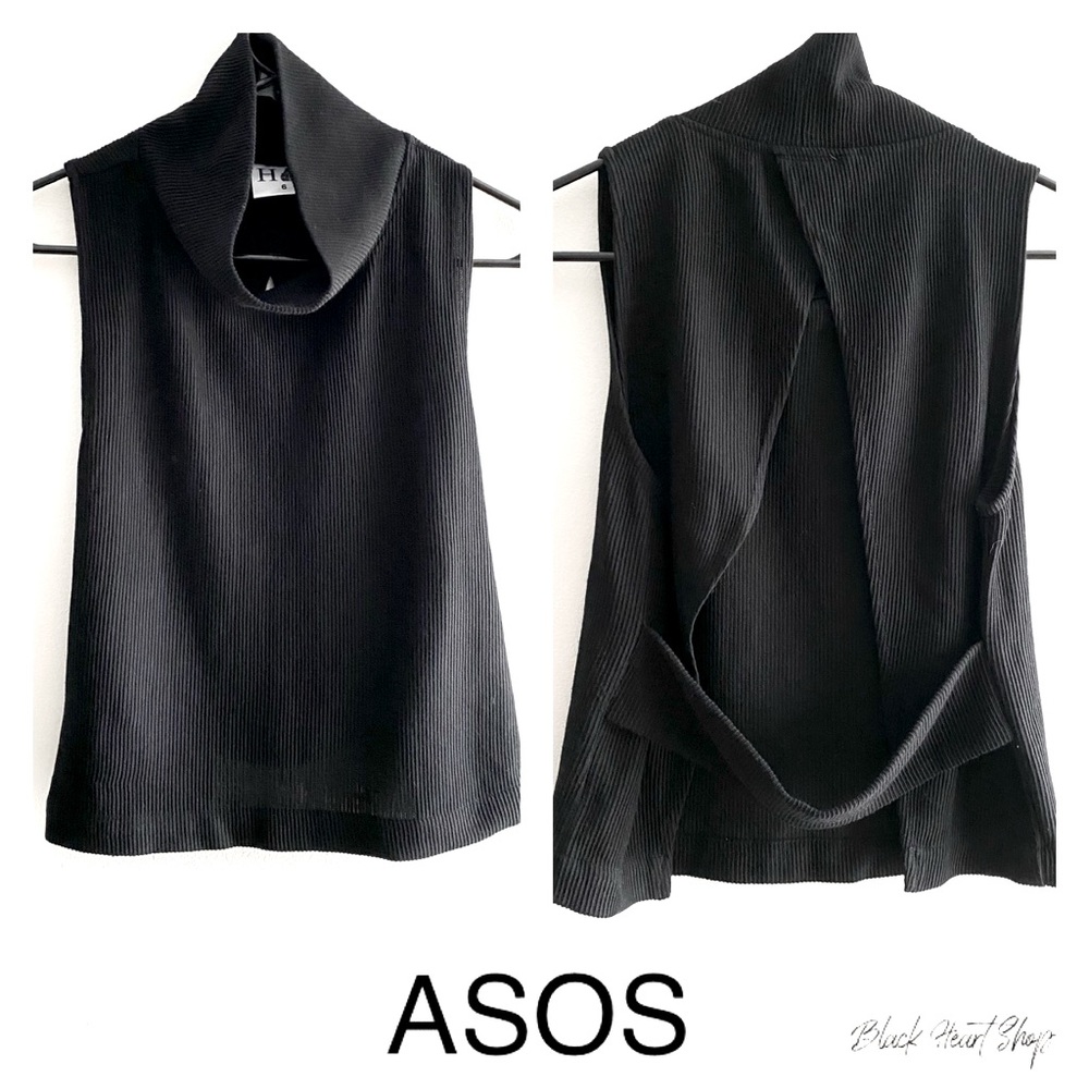ASOS black sleeveless open back sleeveless top sz2